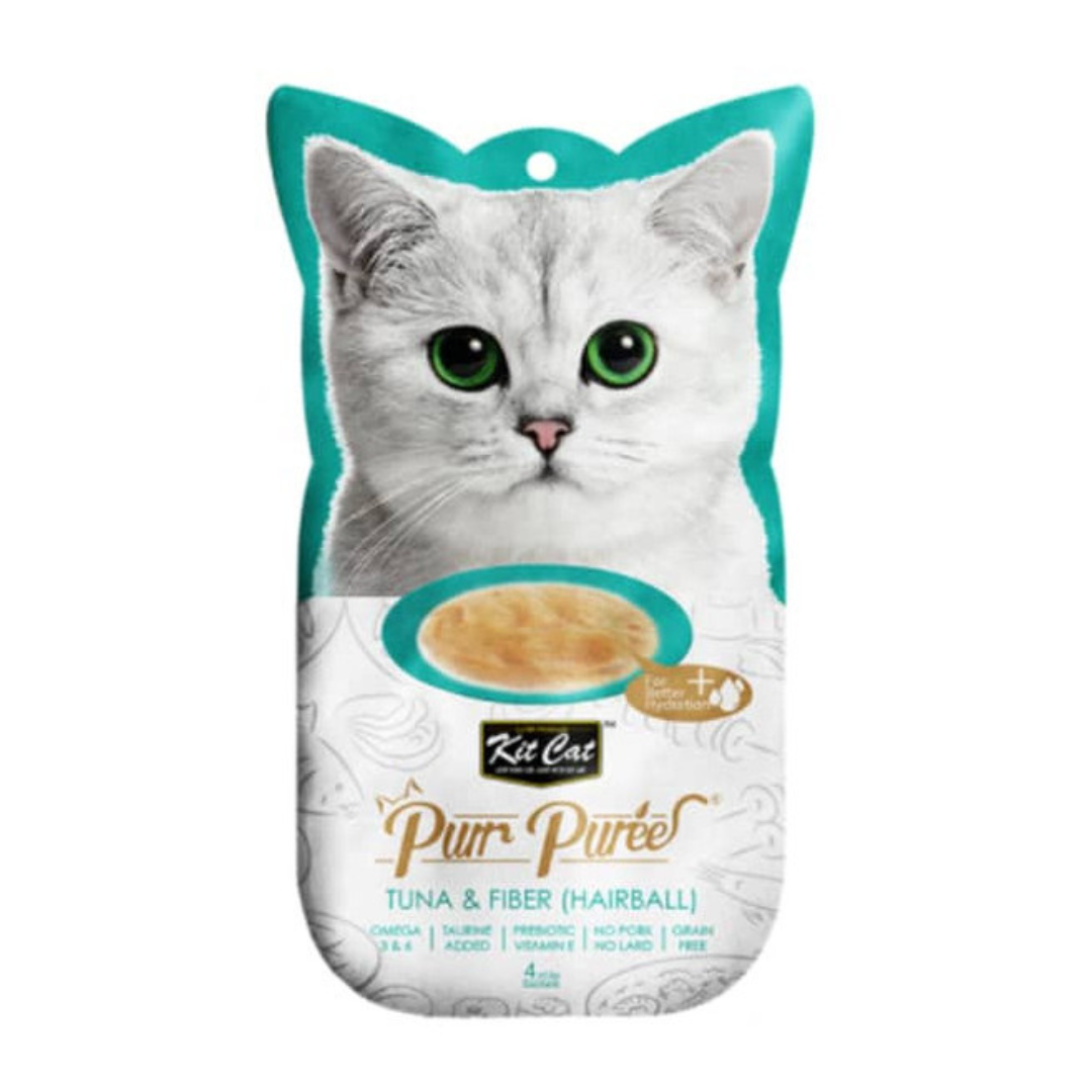KIT CAT GATO SNACK TUNA & FIBER (HAIRBALL) (4X15G)