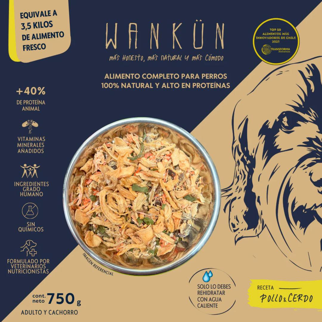 Wankun Pollo y Cerdo, Cachorros y Adultos