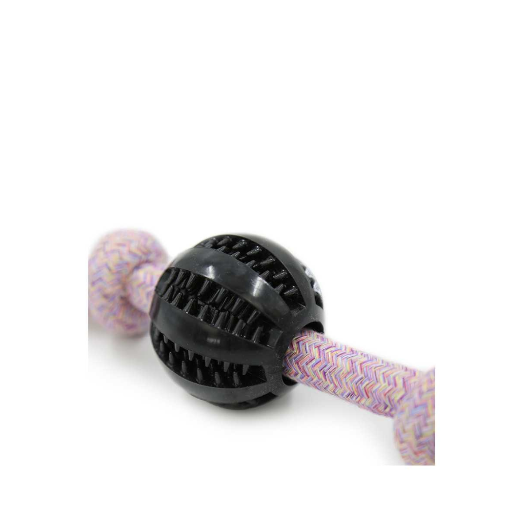 HEY! JUGUETE PERRO CUERDA CON NUDOS Y PELOTA 30CM