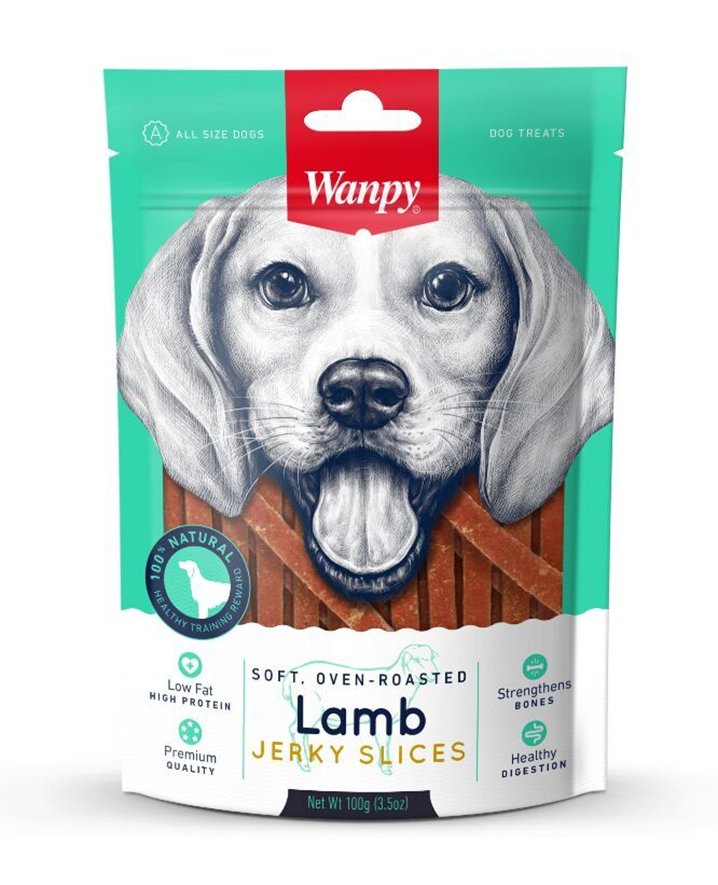 WANPY SNACK JERKY SLICES DOG LAMB 100 GR