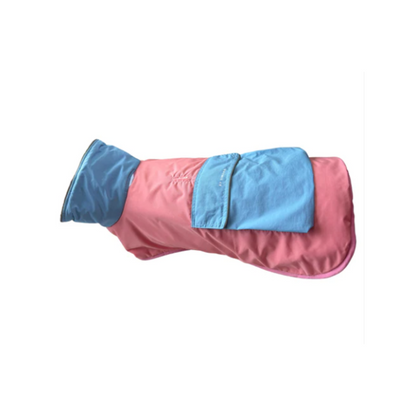 BYSIMONA PARKA PERRO IMPERMEABLE Y TÉRMICA ROSADO/CELESTE