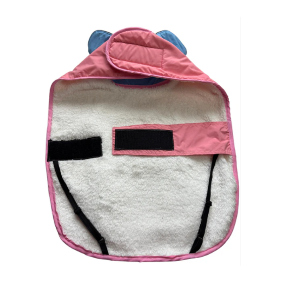 BYSIMONA PARKA PERRO IMPERMEABLE Y TÉRMICA ROSADO/CELESTE