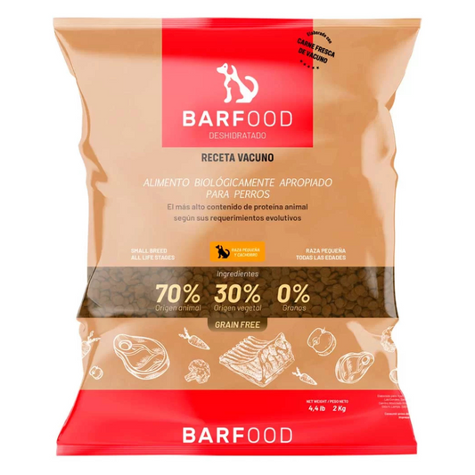 BARFOOD PERRO RAZA PEQUEÑA DESHIDRATADO VACUNO