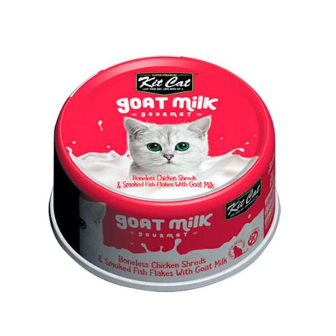 KIT CAT GATO GOAT MILK GOURMET CHICKEN & SMOKED FISH