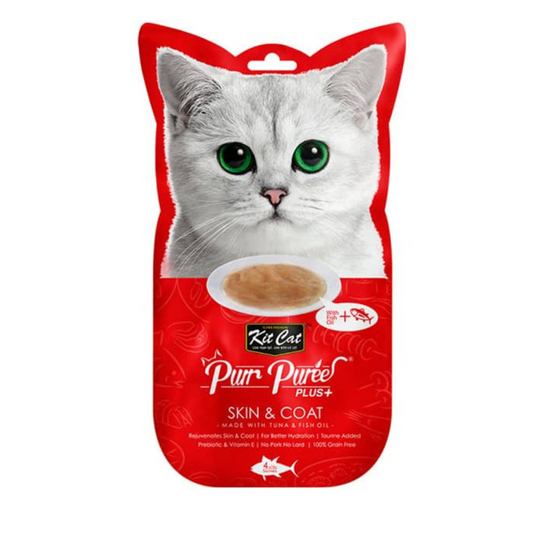 KIT CAT GATO SNACK PLUS+SKIN & COAT (TUNA) (4X15G)