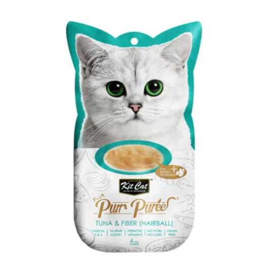 KIT CAT GATO SNACK TUNA & FIBER (HAIRBALL) (4X15G)