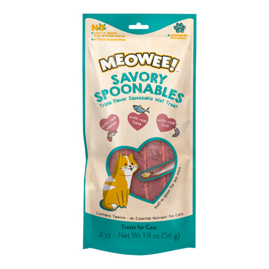 MEOWEE SPOON SALMON, TUNA AND SHRIMP, 4TB, 56GR