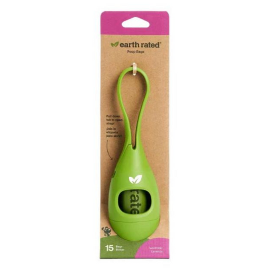 EARTH RATED DISPENSADOR + ROLLO DE RECARGA 15 BOLSAS 13X9 OLOR LAVANDA