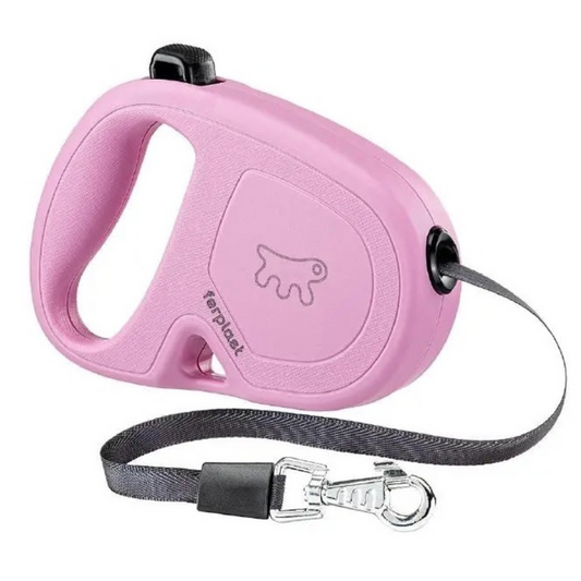 FERPLAST FLIPPY ONE, CORREA RETRACTIL EN CINTA, 4 mt, S, ROSADO