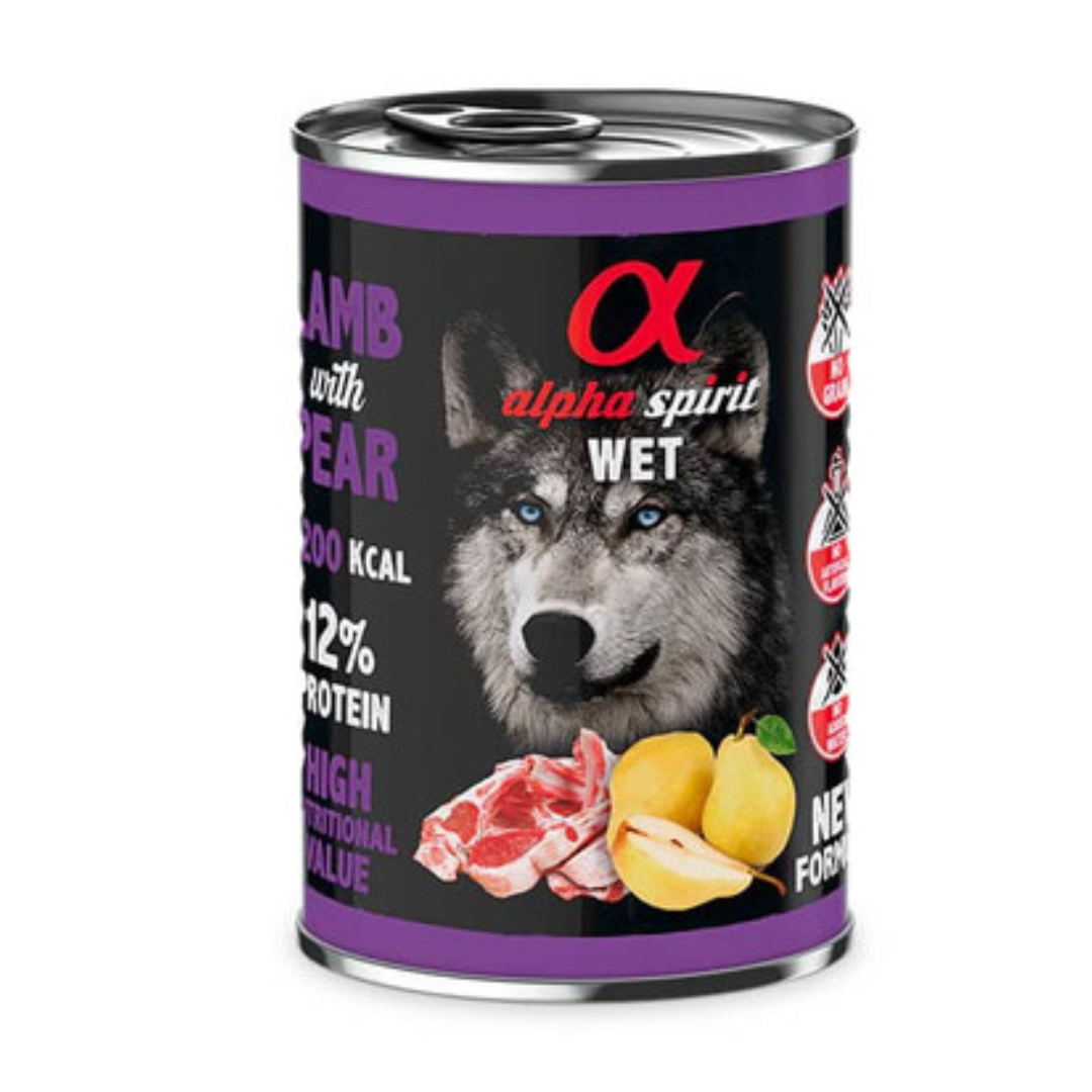 ALPHA SPIRIT PERRO ALIMENTO HÚMEDO DE CORDERO CON PERA