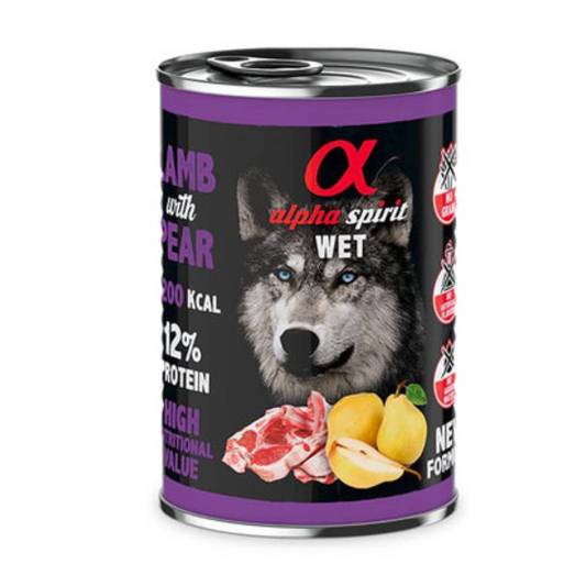 ALPHA SPIRIT PERRO ALIMENTO HÚMEDO DE CORDERO CON PERA