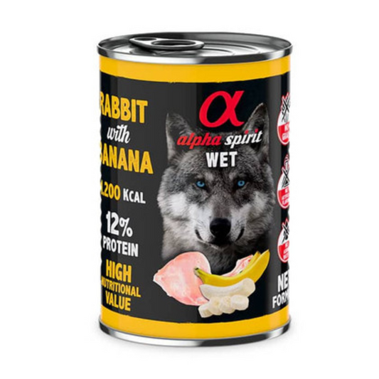 ALPHA SPIRIT PERRO ALIMENTO HÚMEDO DE CONEJO CON PLÁTANO