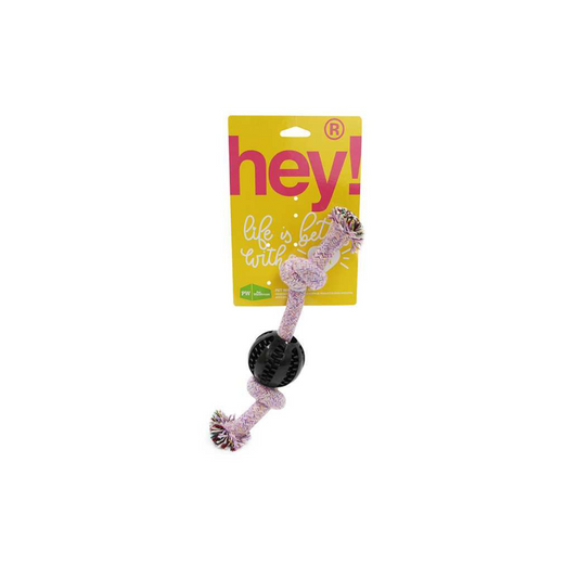 HEY! JUGUETE PERRO CUERDA CON NUDOS Y PELOTA 30CM