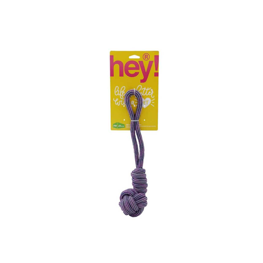 HEY! PERRO MAXI CUERDA BOLA MANILLA MORADO 38X8 CM