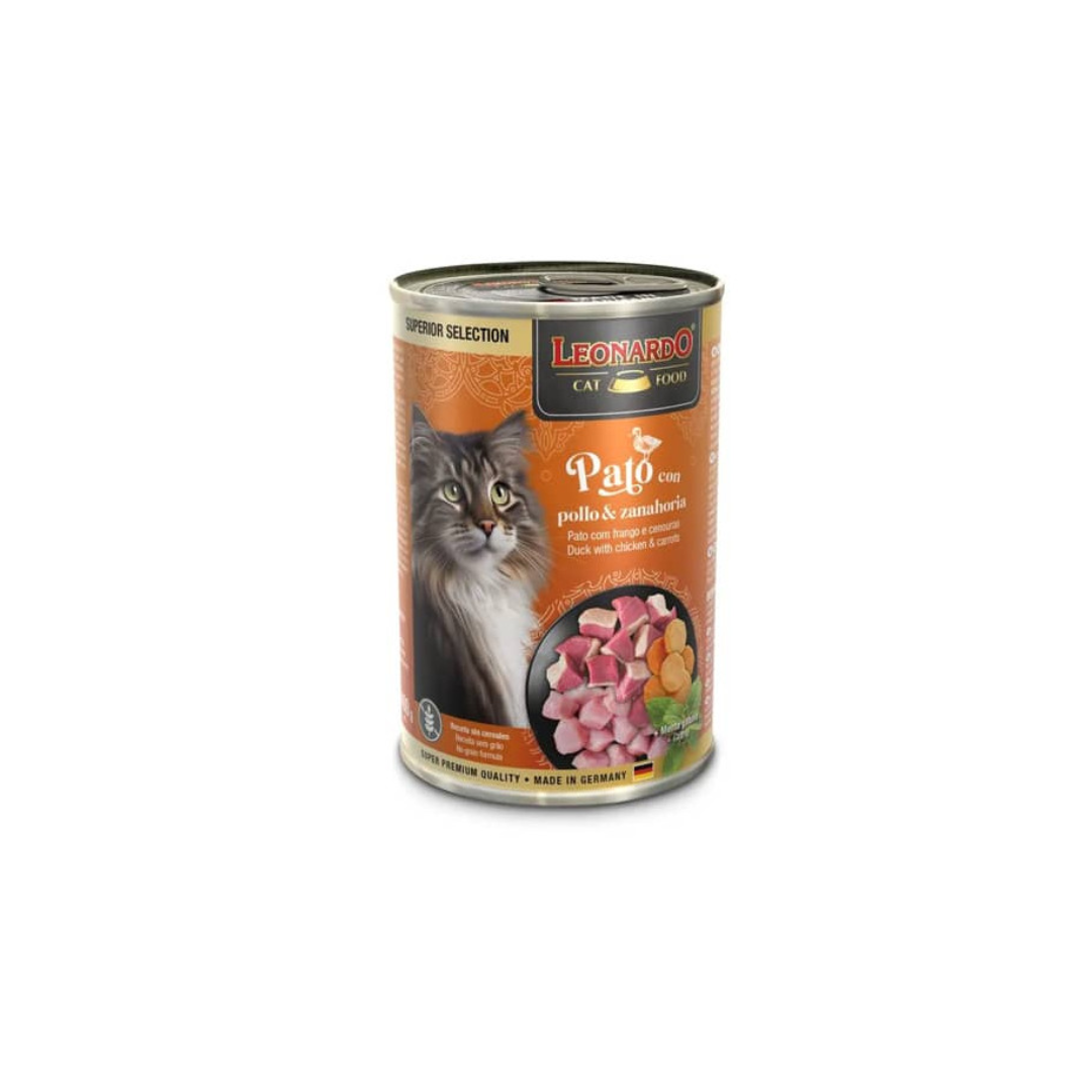 LEONARDO GATO SUPERIOR SELECTION LATA PATO, POLLO Y ZANAHORIA 400GR