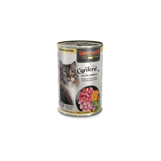 LEONARDO GATO SUPERIOR SELECTION LATA CORDERO & AVE CON CALABAZA 400GR