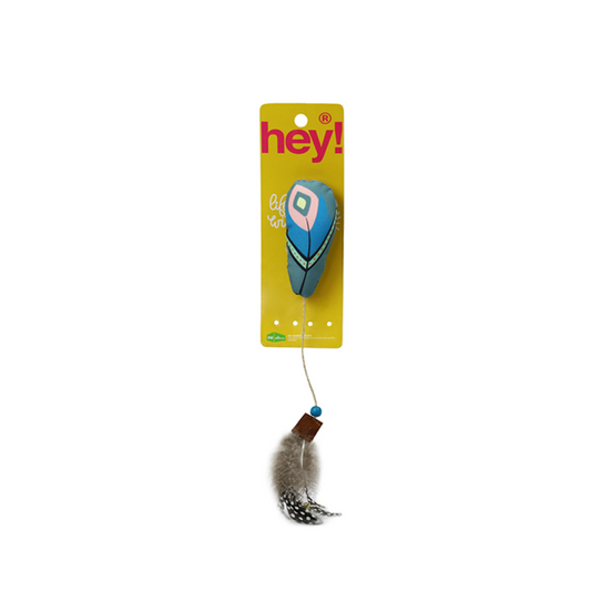 HEY! JUGUETE GATO MAXI PLUMA CELESTE CON CATNIP