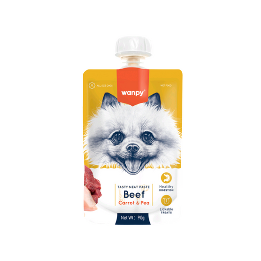 WANPY TASTY MEAT PASTE DOG BEEF, CARROT & PEA 90 GR