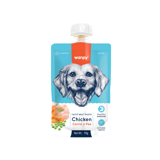 WANPY TASTY MEAT PASTE DOG CHICKEN, CARROT & PEA 90 GR
