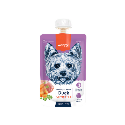 WANPY TASTY MEAT PASTE DOG DUCK, CARROT & PEA 90 GR
