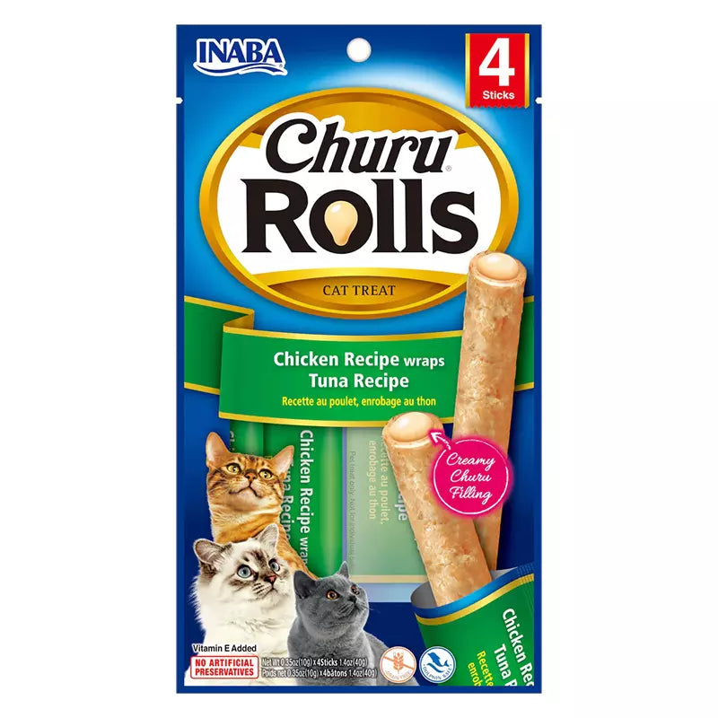 CHURU GATO ROLLS SABOR POLLO Y ATÚN 4 UNI