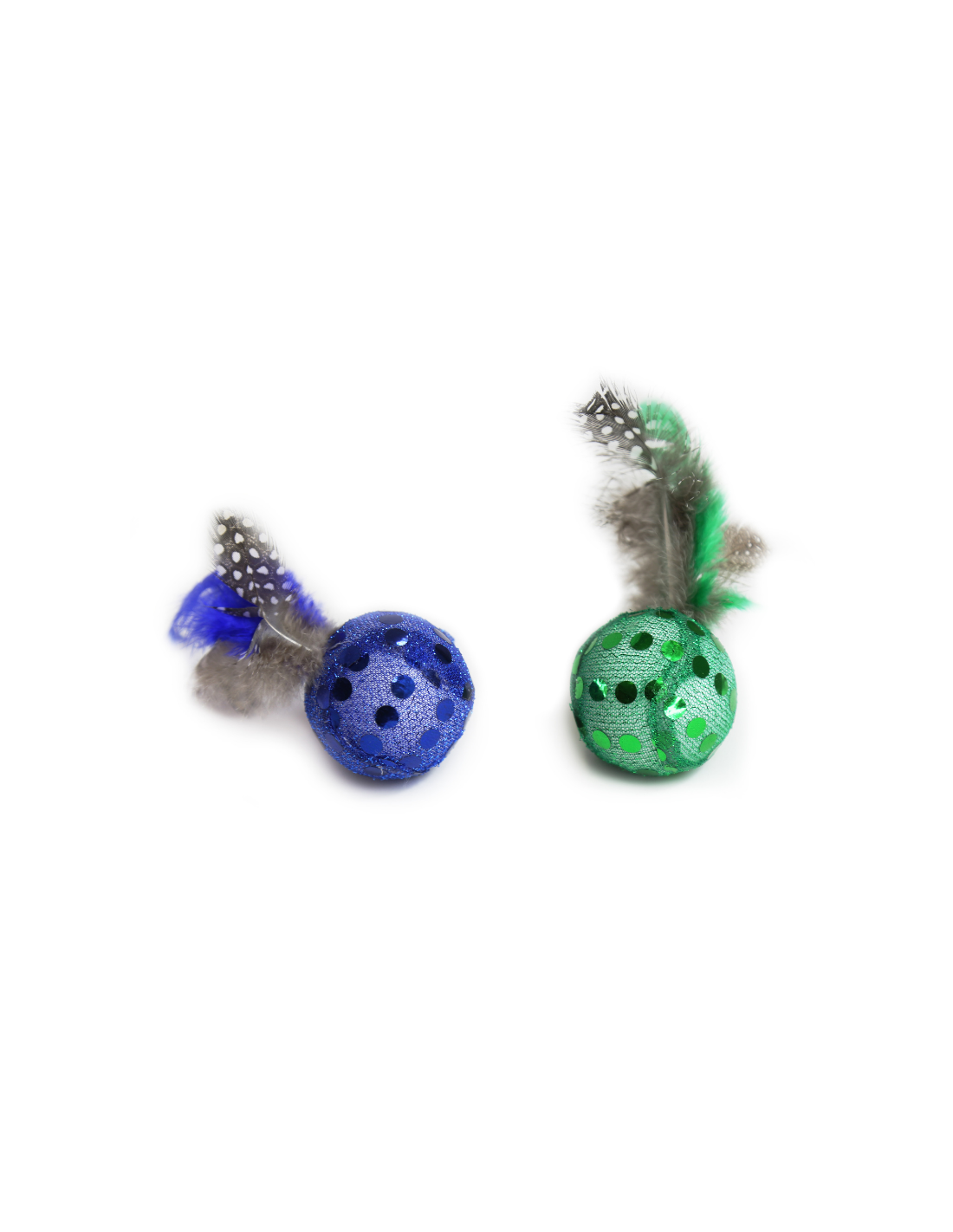 HEY! SET 2 PELOTAS CON PLUMAS PARA GATOS