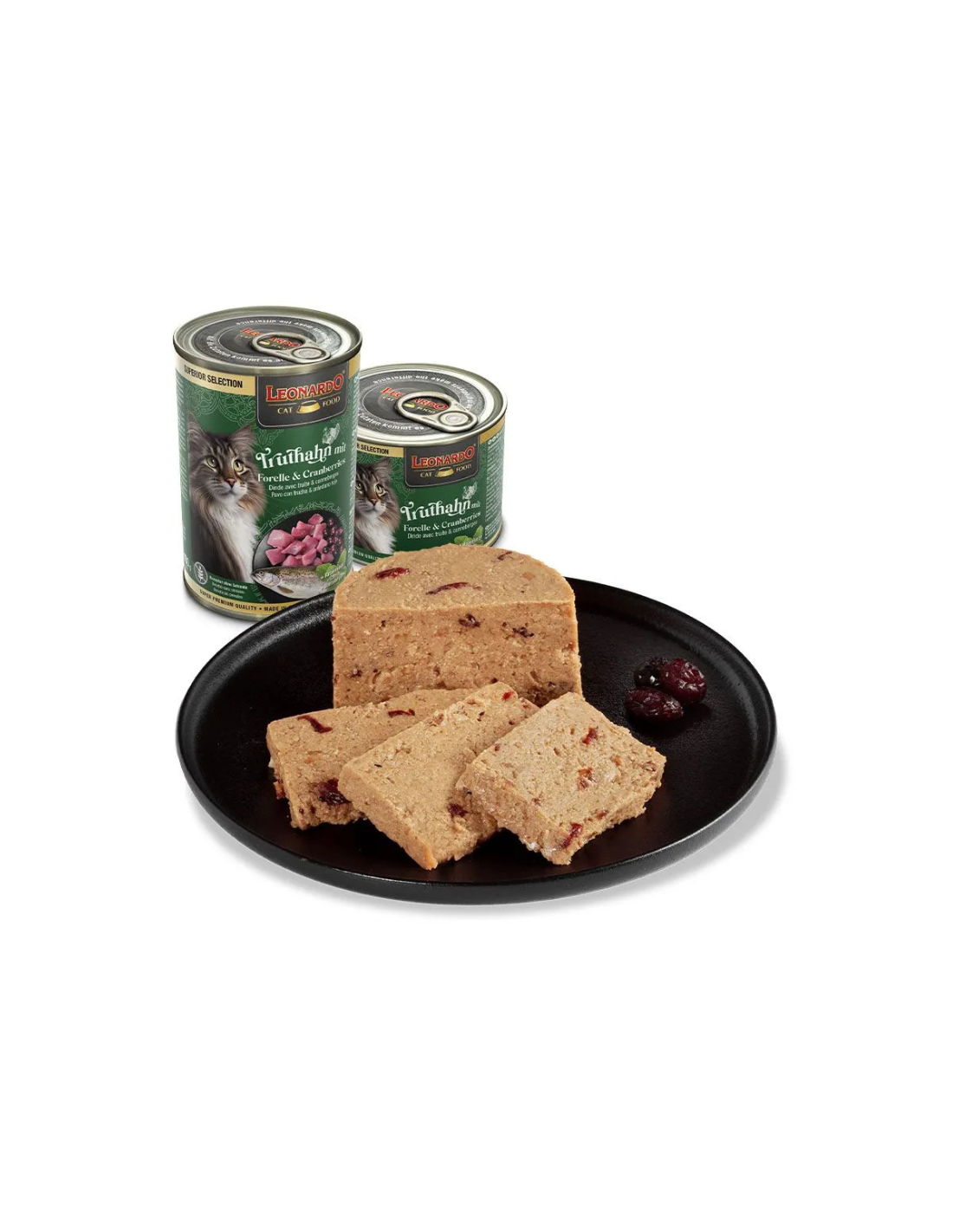 LEONARDO GATO LATA SUPERIOR SELECTION PAVO, TRUCHA Y ARÁNDONOS 400 GR