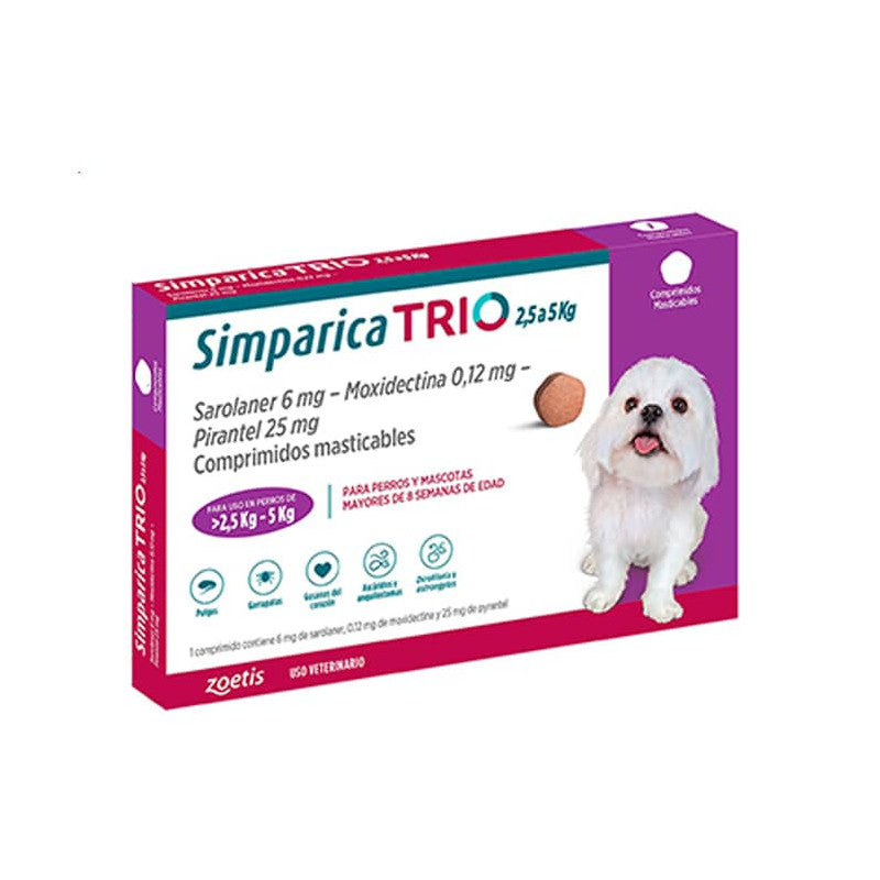 SIMPARICA TRIO 10 MG - 2,6 A 5 KG